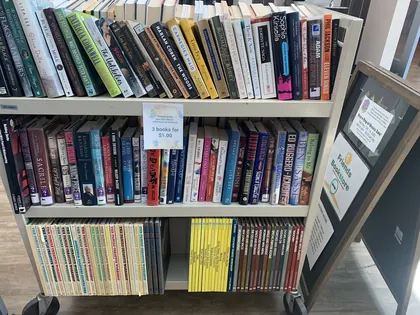 Friends Bookstore inside the Sun City Library, Menifee, CA; Gently used books of all types, bargain prices 25 cents to $3.00, business photo 4